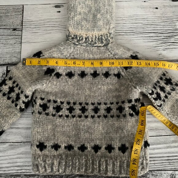 Vintage Cowichan Sweater Hand knit Wool Kids 2T Full Zip Hooded Cardigan Jacket - Picture 7 of 11